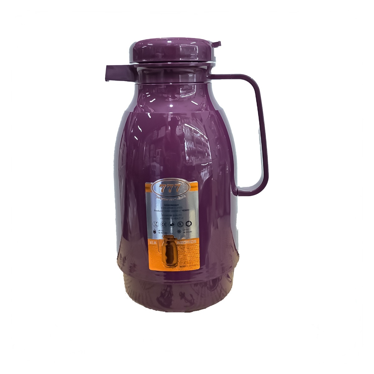 فلاسک شیشه صورتی بدنه استیل ظرفیت 1.6